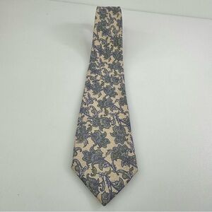 Christian Dior Monsieur Silk Tie Paisley Gold Blue Italy Woven Made In USA